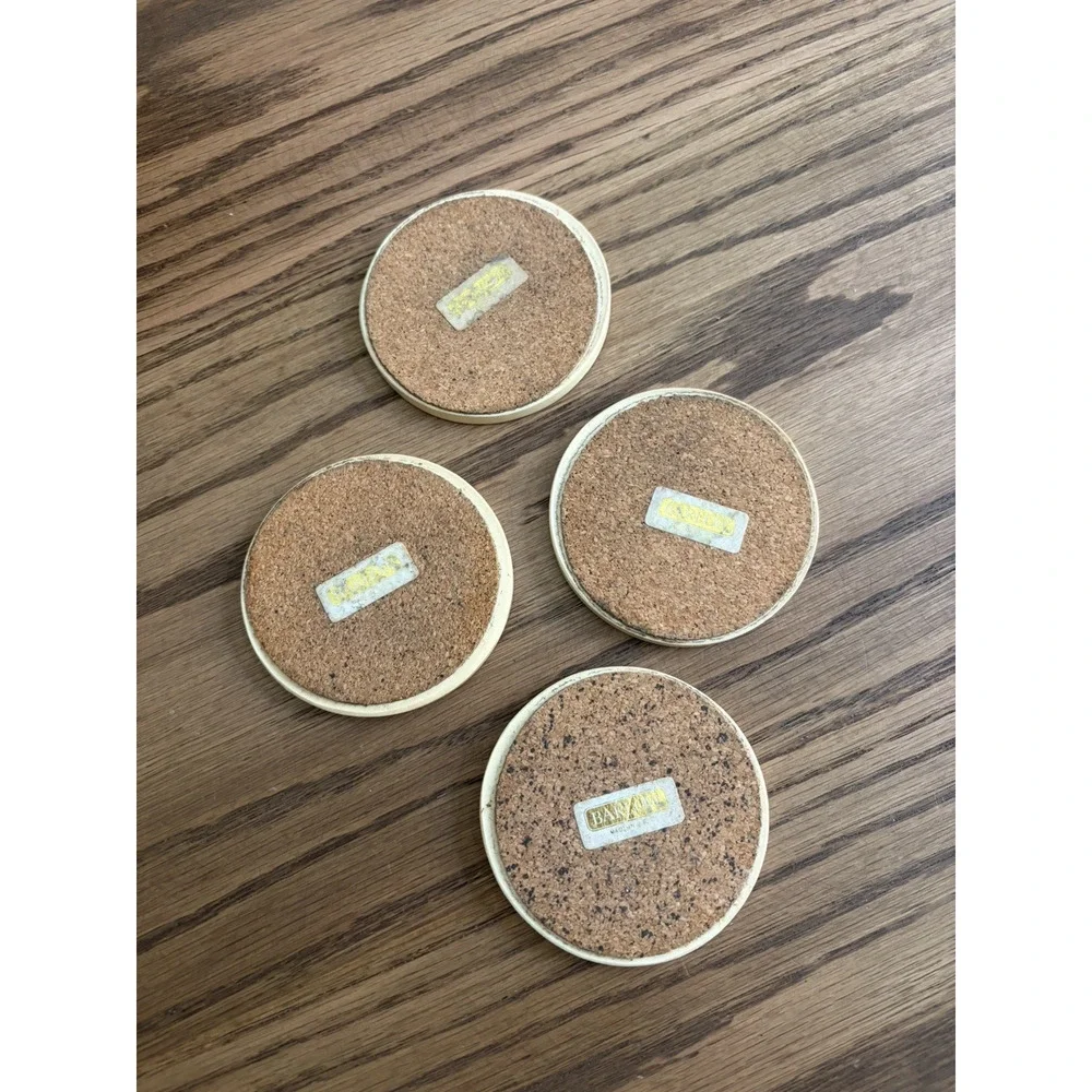 Vintage Midcentury Waterfowl Game Bird Coasters Barlow 3” Cork Bottom Set of 4